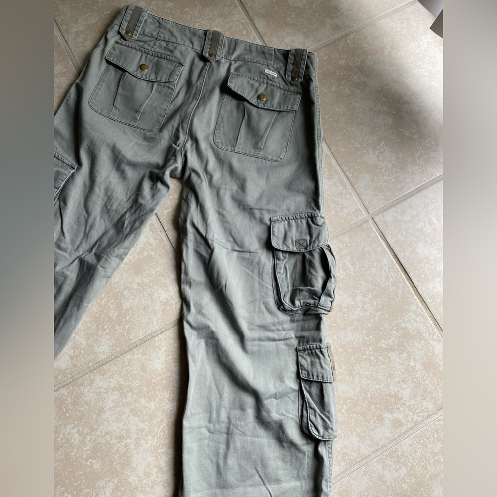 Y2k Hollister sage green cargo khaki low rise flare jeans - Picture 10 of 16